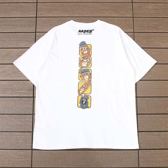 AAPE Monkey In The Bath Logo T-Shirt - White Short Sleeve - Picture 4 of 6
